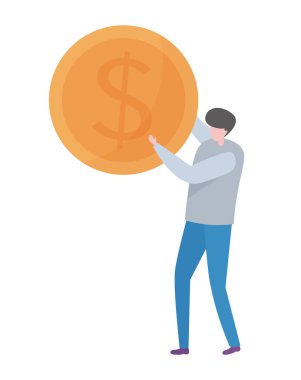 Şeffaf bir arkaplan, düz tasarım vektör illüstrasyonunda finans kârı kavramı