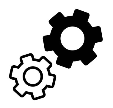 Şeffaf bir arkaplan, düz çizgi tasarımı, vektör illüstrasyonu üzerindeki vites simgesi