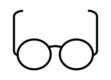 Şeffaf arkaplanda gözlük simgesi, düz çizgi tasarımı, vektör illüstrasyonu