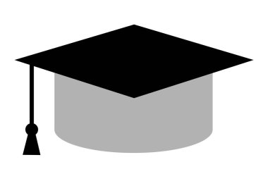 Şeffaf arkaplan üzerinde mortarboard simgesi, düz çizgi tasarımı, vektör illüstrasyonu