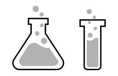 Şeffaf arkaplan, düz çizgi tasarımı, vektör illüstrasyonu üzerinde Laboratuvar Test Camları simgeleri kümesi