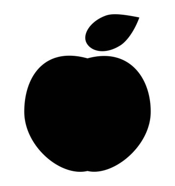 Şeffaf arkaplanda elma meyve simgesi, düz çizgi tasarımı, vektör illüstrasyonu