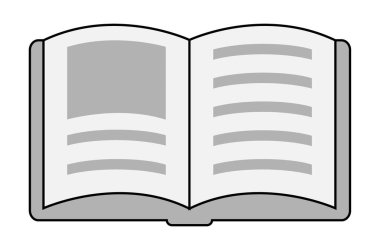 Saydam bir arkaplan, düz çizgi tasarımı, vektör illüstrasyonunda Kitap simgesi aç