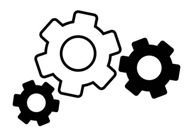 Şeffaf bir arkaplan, düz çizgi tasarımı, vektör illüstrasyonu üzerindeki vites simgesi