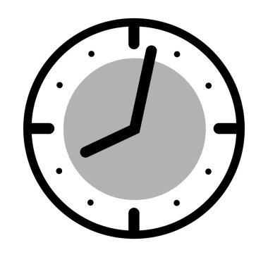 Şeffaf arkaplan üzerindeki saat simgesi, düz çizgi tasarımı, vektör illüstrasyonu