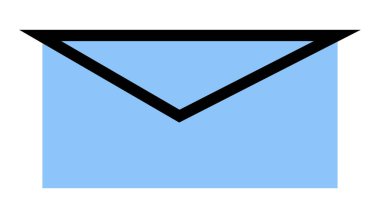 Şeffaf arkaplan üzerindeki zarf simgesi, düz çizgi tasarımı, vektör illüstrasyonu