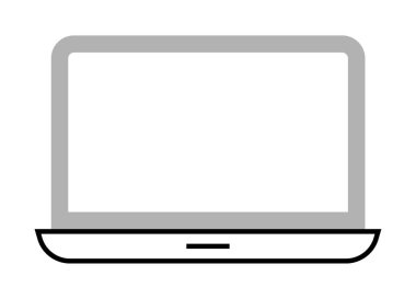 Şeffaf arkaplanda dizüstü bilgisayar simgesi, düz çizgi tasarımı, vektör illüstrasyonu