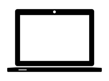 Şeffaf arkaplanda dizüstü bilgisayar simgesi, düz çizgi tasarımı, vektör illüstrasyonu