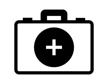 İlk Yardım Çantası simgesi, şeffaf arkaplan, düz çizgi tasarımı, vektör illüstrasyonu