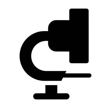 Şeffaf arkaplanda mikroskop simgesi, düz çizgi tasarımı, vektör illüstrasyonu