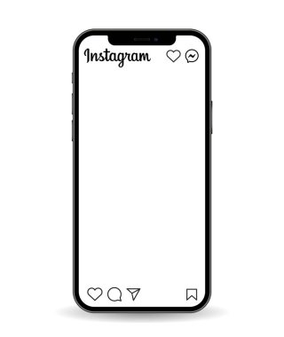 Saydam arkaplanda Instagram Sayfası olan iPhone. Yaratıcı Instagram Sosyal Medya kavramı, vektör illüstrasyonu