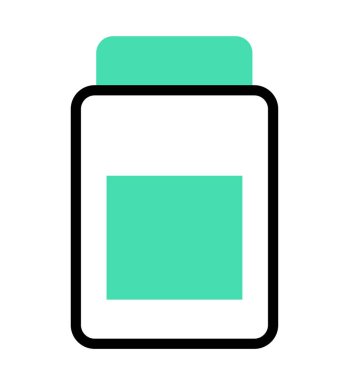 İlaç Şişesi simgesi, şeffaf arkaplan, düz çizgi tasarımı, vektör illüstrasyonu