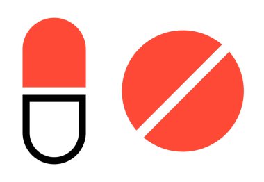 Uyuşturucu hapları simgesi, şeffaf bir arkaplan üzerinde, düz çizgi tasarımı, vektör illüstrasyonu