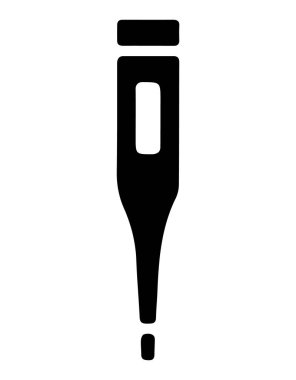 Tıbbi termometre simgesi, şeffaf arkaplan, düz çizgi tasarımı, vektör illüstrasyonu