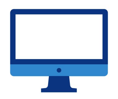 PC Monitor simgesi, şeffaf bir arkaplan üzerinde, düz çizgi tasarımı, vektör illüstrasyonu