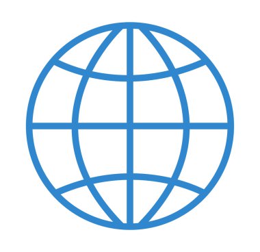 Dünya Globe simgesi, şeffaf bir arkaplan üzerinde, düz çizgi tasarımı, vektör illüstrasyonu