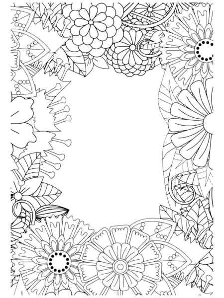 Zentangle kartpostal davet sınır çerçevesi yetişkin boyama kitap tarzı.