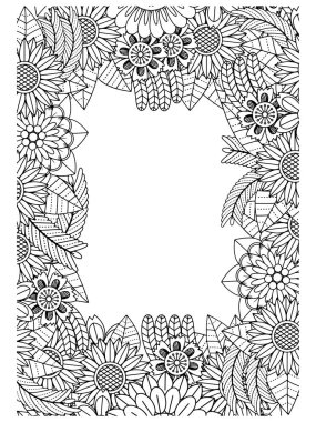 Vector zendoodle sınır çerçevesi. Posta kartı şablonu, metninizi ortaya koyabilirsiniz