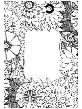 Vector zendoodle sınır çerçevesi. Posta kartı şablonu, metninizi ortaya koyabilirsiniz