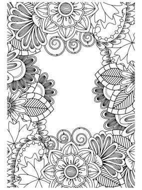 Zentangle kartpostal davet sınır çerçevesi yetişkin boyama kitap tarzı