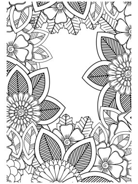 Zentangle kartpostal davet sınır çerçevesi yetişkin boyama kitap tarzı