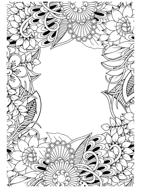 Vector zendoodle sınır çerçevesi. Posta kartı şablonu, metninizi ortaya koyabilirsiniz