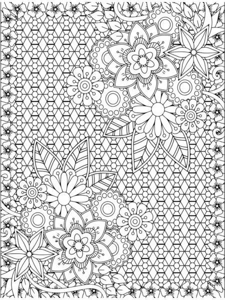 stock vector Floral hand-drawn Zentangle style frame. Doodle flowers decorative border.