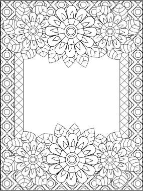 Vector zendoodle sınır çerçevesi. Kartpostal şablonu, metninizi ortaya koyabilirsiniz