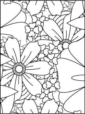 Siyah ve beyaz çiçek deseni boyama. Doodle çiçek Çizim. Sanat Terapisi boyama sayfası.