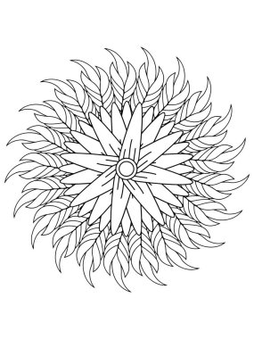 Güzel El, Yetişkin Boyama Kitabı için Siyah-Beyaz Çiçek Çizimi