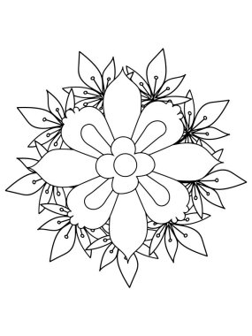 Çiçek mandala siyah beyaz