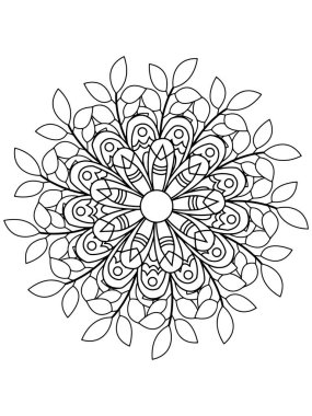Yetişkin Boyama Kitabı için Siyah-Beyaz Güzel El Çiçeği Çizimi