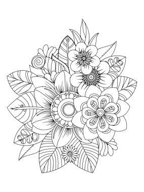 El yapımı ayçiçeği ve papatya buketi. Vektör illüstrasyonu.