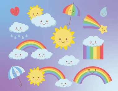 Çizgi film hava işaretleri koleksiyonu Vektörü