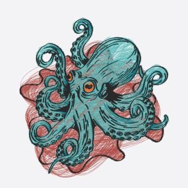 Ahtapot Scribble illüstrasyon EPS Vektörü