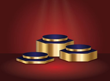 Mavi ve Altın Çember ve Altıgen Yaya EPS Vektörü