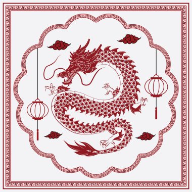 Doğu Çin Ejderhası illüstrasyonu EPS Vektörü