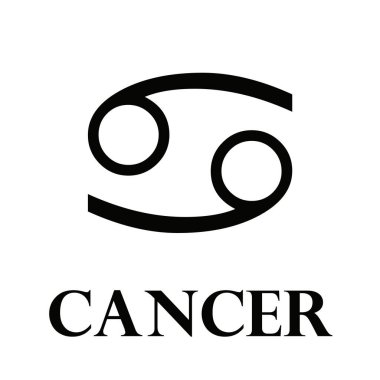 Kanser işareti. Kanser burcu sembolü. Kanser ikonu beyaz arka planda izole edilmiş. Burç işareti