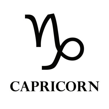 Oğlak burcu. Oğlak burcu sembolü. Oğlak simgesi beyaz arkaplanda izole edilmiş. Burç işareti