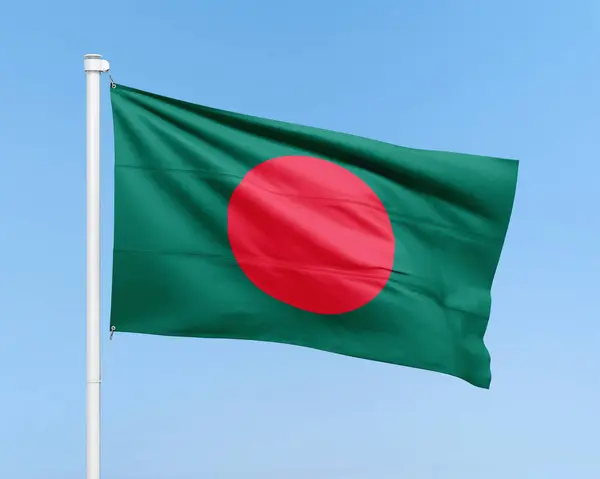 Gökyüzü arka planında Bangladeş bayrağı çizimi. Gerçekçi bayrak çizimi