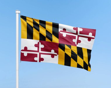 Arka planda Maryland bayrağı var. Gerçekçi bayrak çizimi