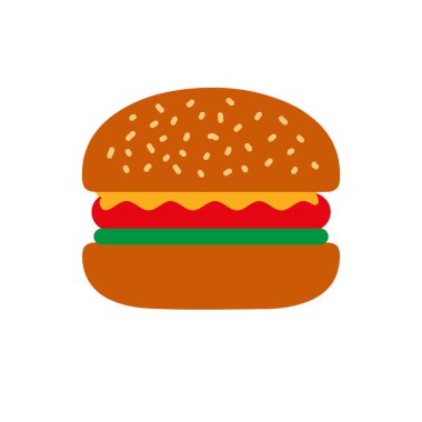 Hamburger simgesi beyaz arkaplanda izole edilmiş. Fastfood. Sokak yemeği. Burger ikonu. Sandviç simgesi