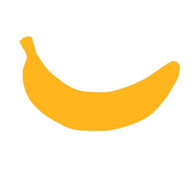 Beyaz arka planda izole edilmiş muz meyvesi çizimi. Vejetaryen yemeği. Sağlıklı yiyecekler. Vejetaryen. Tropik meyve