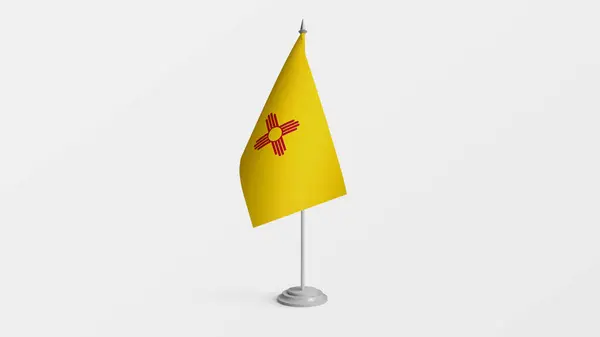 New Mexico bayrağı direkte. Gerçekçi bayrak çizimi