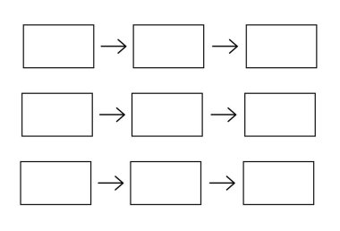 Okları ve 9 seçeneği olan basit bir bilgi şablonu. Tablo tasarımı, planlama illüstrasyonu
