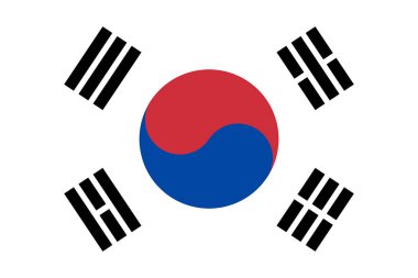 Güney Kore bayrak illüstrasyonu. Güney Kore bayrağı. Doğu Asya