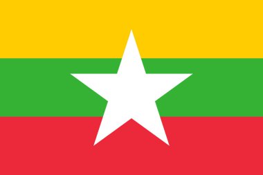 Myanmar bayrak çizimi. Pankart. Myanmar ülkesinin bayrağı
