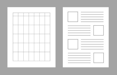Kılavuz ve Metin Resim Elemanlarıyla Sayfa Düzeni - Belge Tasarımı Şablonu. Görüntü