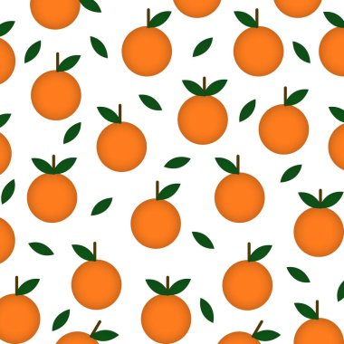 Portakallı ve yapraklı meyve deseni. Dekor için mükemmel, kartlar, el ilanları, ürün sunumu. Görüntü