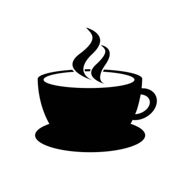 Beyaz arka planda izole edilmiş kahve fincanı ikonu. Kupa illüstrasyonu. Web tasarımı için siyah pictogram